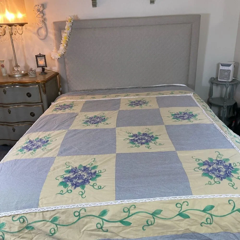 Floral Embroidered Duvet Cover patchwork 70s